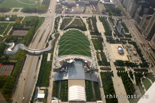 Капля ртути массой в 110 тонн в центре Чикаго. Америка. Клауд Гейт (Cloud Gate). Государственная скульптура британского художника и скульптора Аниша Капура (Anish Kapoor)