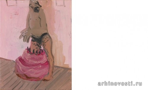 Ныряние в торт (Diving in Cake), 2006, автор Тала Мадани (Tala Madani), холст и масло.