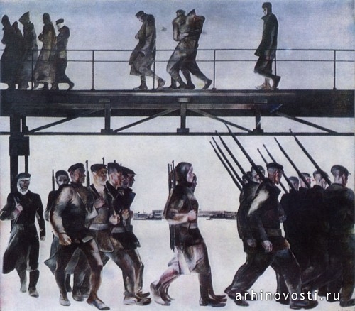 А.Дайнека. Оборона Петрограда. 1928.
