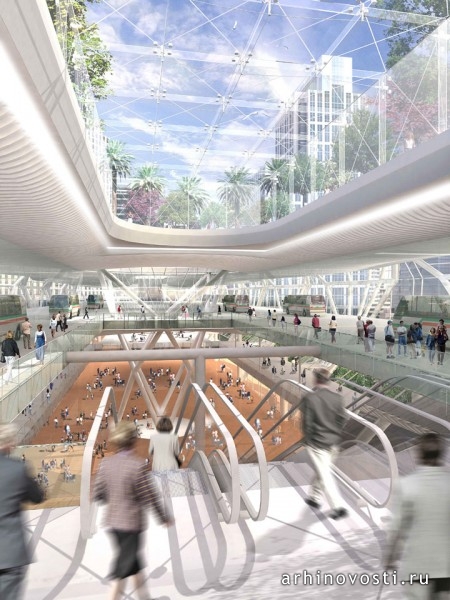 Проект Транзитного центра (San Francisco Transit Center), дизайн  Пелли Кларк Пелли (Pelli Clarke Pelli), Сан-Франциско, Америка.