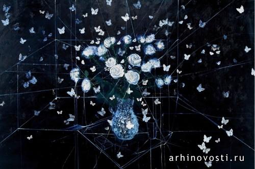 Дэмиен Хёрст (Damien Hirst). Реквием. Белые розы и бабочки. 2008.