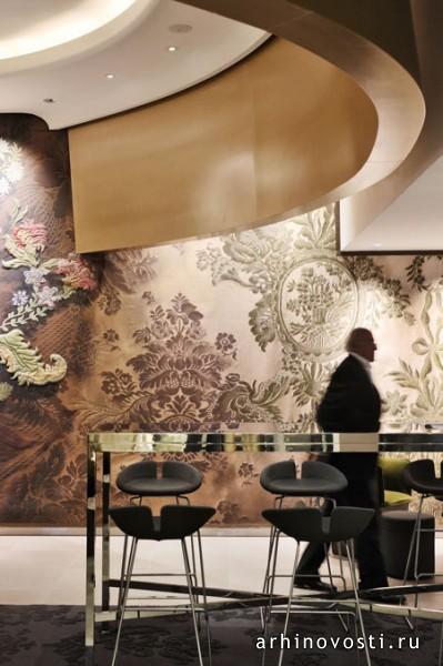 Дизайн интерьера для пятизвездочного отеля Софитель Лион Беллекёр (Sofitel Lyon Bellecour), автор проекта Патрик Норге (Patrick Norguet).