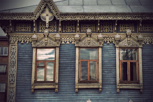 Сибирские деревянные дома. Иркутская область, Россия.