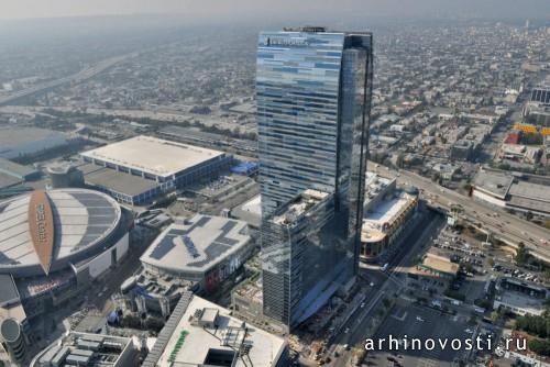 Новая башня в центре ЛА, Гостиницы Ритц-Карлтон (Ritz-Carlton Hotel & Residences) и Мариотт (JW Marriott), проект бюро Генслер (Gensler), Америка.