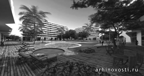 Жилой кондоминимум в Луанде (Talatona Residential Condominium), площадь 41 610 м.кв., архитекторы Томас Сальдаго (Tomás Salgado), Карлос Круз (Carlos Cruz) и Тьяго Фарина (Tiago Farinha), в стадии строительства. Жилой кондоминимум в Луанде (Talatona Residential Condominium), площадь 41 610 м.кв., архитекторы Томас Сальдаго (Tomás Salgado), Карлос Круз (Carlos Cruz) и Тьяго Фарина (Tiago Farinha), в стадии строительства.