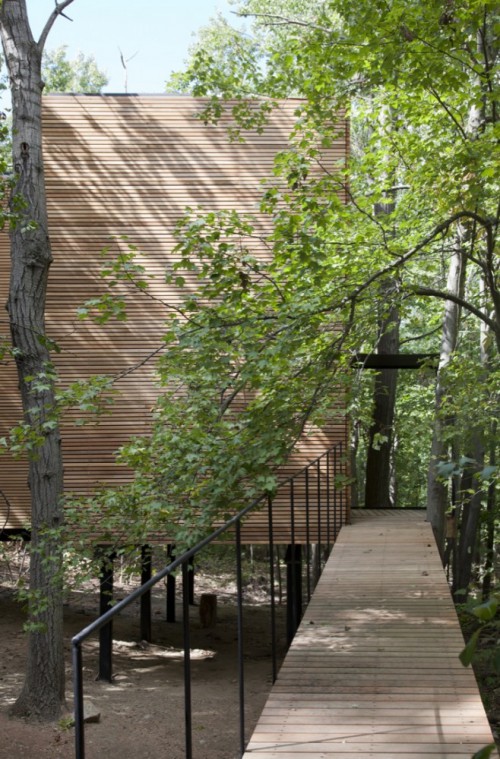 Дом в форме буквы T, проект бюро Стивен Холл Аркитектс (Steven Holl Architects), Нью-Йорк, Америка.