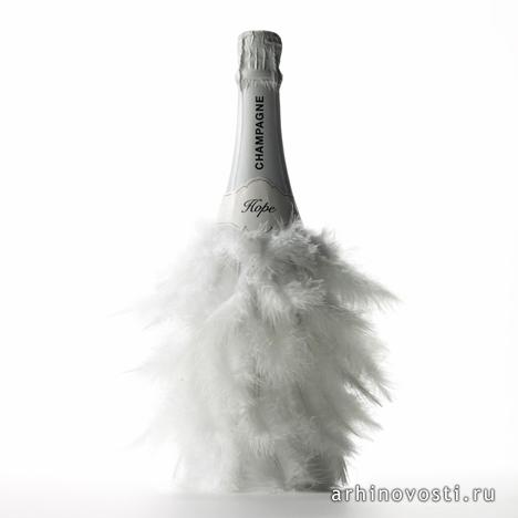Дизайнерская бутылка шампанского, из коллекции "Эксцентрика" (Zarb), "Перья" (Feathers).