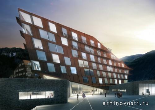 Курортный отель от Holzer Kobler Architekturen. Андерматт, Швейцария.