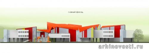 Школа на 22 класса. Главный фасад.