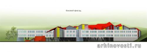 Школа на 22 класса. Боковой фасад.