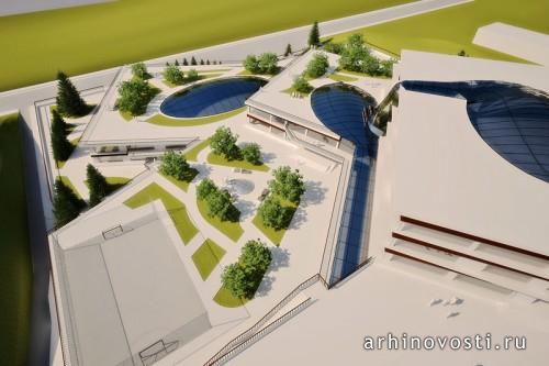 Общеобразовательная школа. Визуализация с высоты птичьего полета.