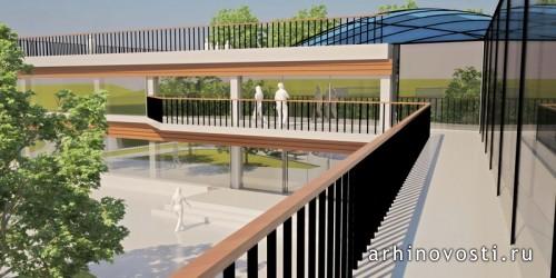 Общеобразовательная школа. Визуализация вида с балкона общественного блока