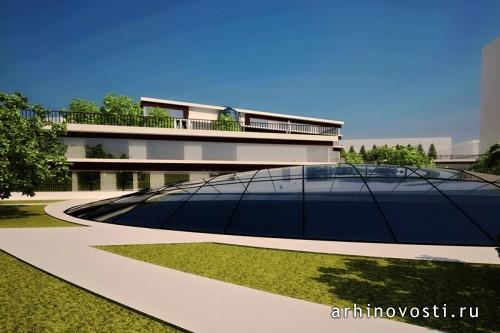 Общеобразовательная школа. Визуализация вида с нижней площади