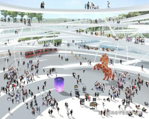 Набережная Beton Hala от Sou Fujimoto Architects. Белград, Сербия.