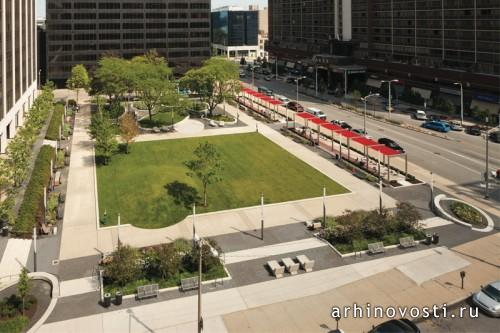 Сквер Перка (Perk Park) от Thomas Balsley Associates и McKnight Associates. Кливленд, США.