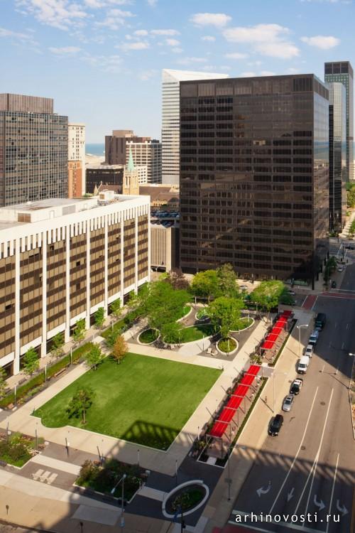 Сквер Перка (Perk Park) от Thomas Balsley Associates и McKnight Associates. Кливленд, США.