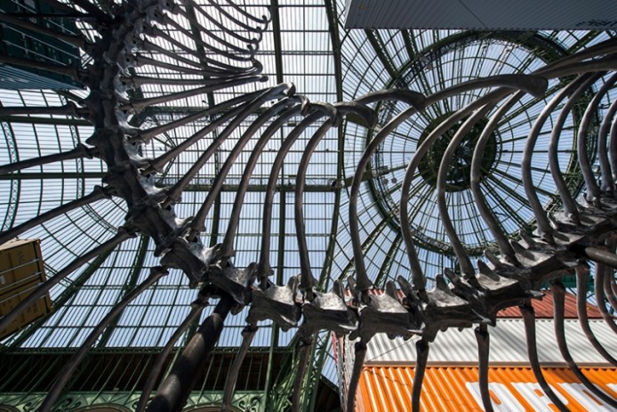 Хуанг Йонг Пинг (Huang Yong Ping) выпускает 250-метровую змею в Париже, Франция.